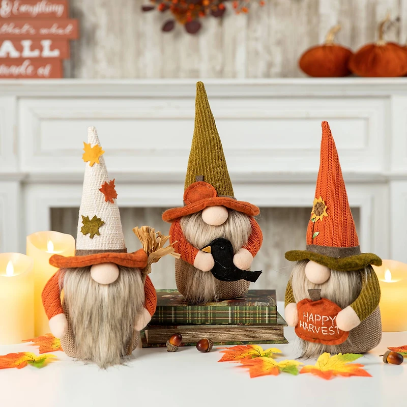 Glitzhome® 13" Fall Fabric Gnome Set