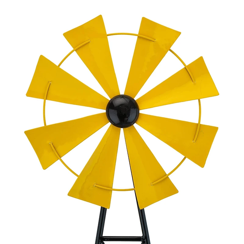 Glitzhome® 3.5ft Yellow Metal Wind Spinner Yard Stake