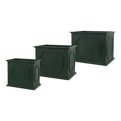 Green Rectangle Wood Planter Box Set
