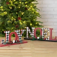 Glitzhome® Christmas Plaid Joy & Noel Table Décor Set