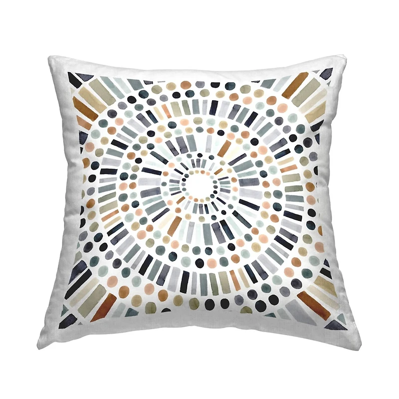 Stupell Industries Bold Rustic Abstract Mosaic Circle Pattern Illustration Throw Pillow 18" x 18"