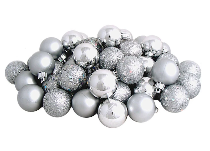 96ct. 1.5" Silver Splendor Shatterproof 4-Finish Christmas Ball Ornaments