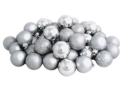 96ct. 1.5" Silver Splendor Shatterproof 4-Finish Christmas Ball Ornaments