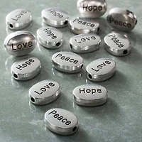 12 Packs: 15 ct. (180 total) Silver Metal Word Beads, 18mm by Bead Landing™