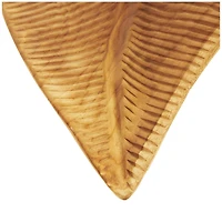Brown Teak Wood Leaf Handmade Carved Texture Tray Set
