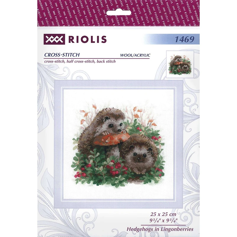 RIOLIS Hedgehogs In Lingonberries Cross Stitch Kit