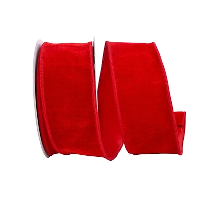 JAM Paper 2.5" x 10yd. Red Dupioni Backed Wired Plush Velvet Ribbon