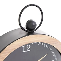 Wooden Semicircle Clock Set with Brown Wooden Frame & Ring Handle