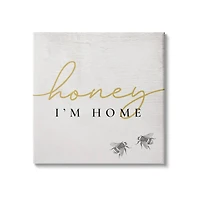 Stupell Industries Honey I'm Home Greeting Charming Bee Pun Canvas Wall Art