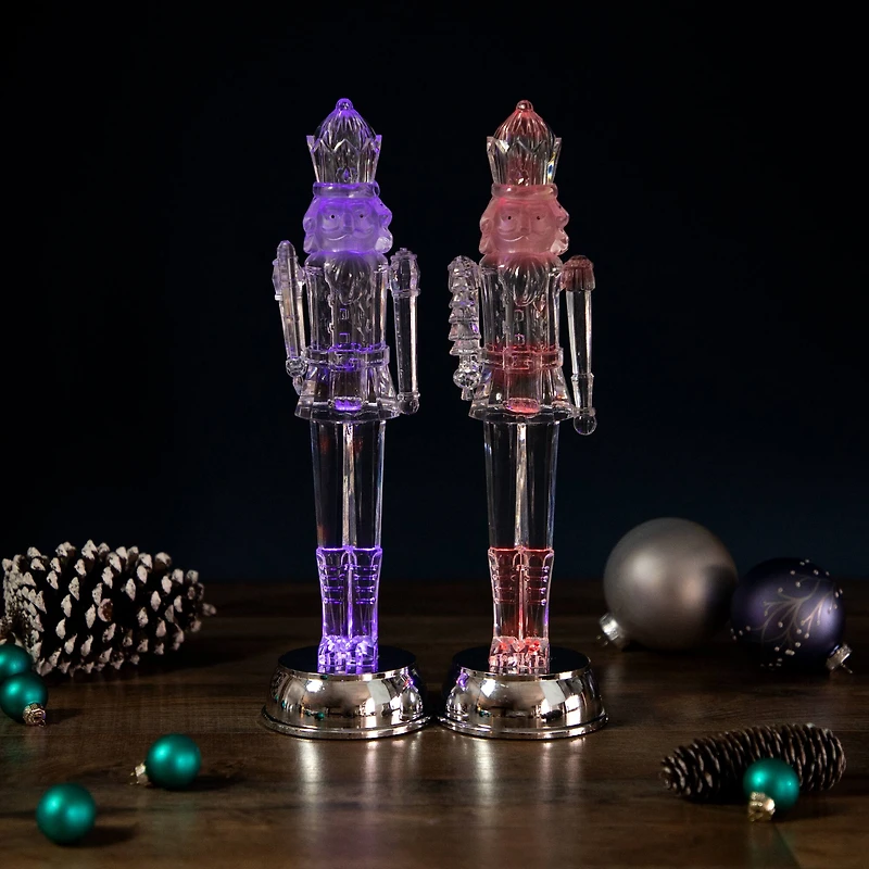 LED Lighted and Musical Nutcracker Christmas Figurines - 12.5" - Set of 2