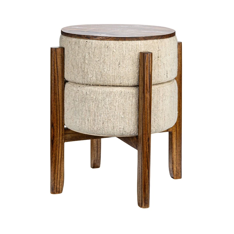 Hello Honey® 22" Woven Cotton & Wool Blend Table to Stool with Oak Wood Legs