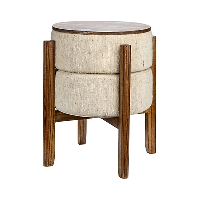 Hello Honey® 22" Woven Cotton & Wool Blend Table to Stool with Oak Wood Legs