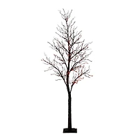 7ft. Pre-Lit Halloween Deluxe Black Twig Artificial Tree with 180 Orange & Purple LED Lights