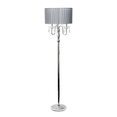 Elegant Designs™ 5ft. Gray Crystal and Chrome Floor Lamp with Drum Shade