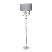 Elegant Designs™ 5ft. Gray Crystal and Chrome Floor Lamp with Drum Shade