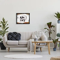 Stupell Industries Orange & Black Striped Skull Framed Floater Canvas Wall Art