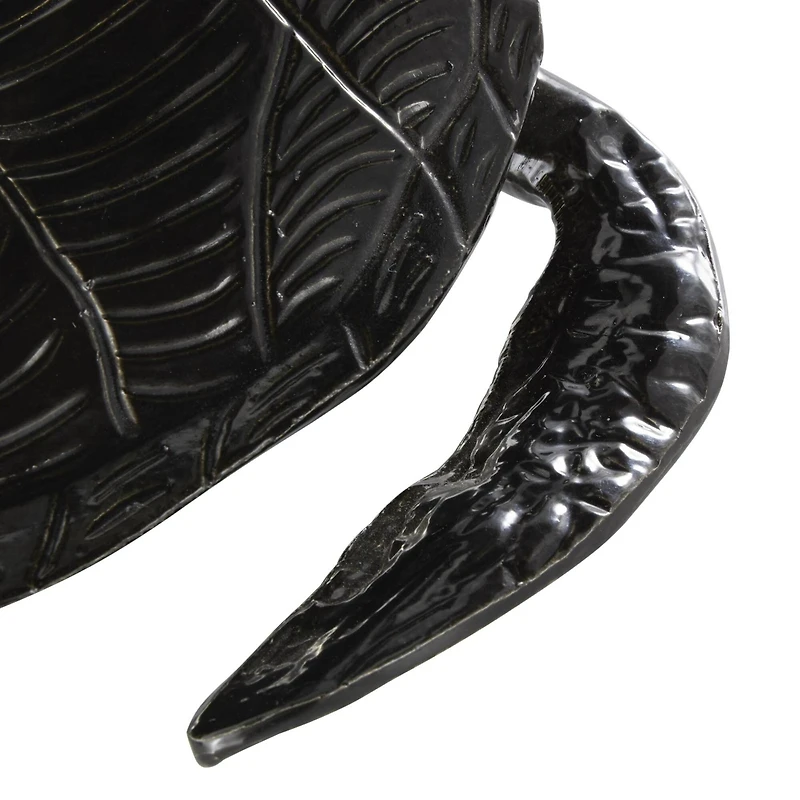 15" Black Carved Aluminum Sea Turtle Sculpture