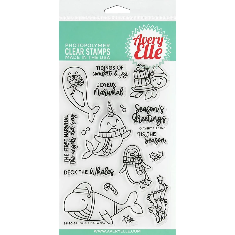 Avery Elle Joyeux Narwhal Clear Stamps