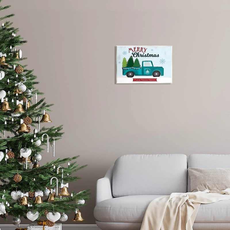 Stupell Industries Merry Christmas Farm Fresh Trees Sign Wall Plaque Art
