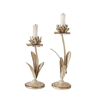Hello Honey® Gold Metal Flower Shaped Taper Candle Holder Set