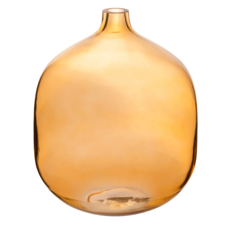 Hello Honey® 8" Amber Modern Round Tinted Glass Vase