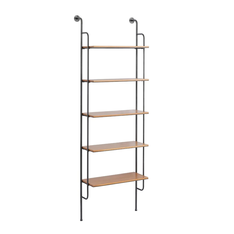 Brown Iron Industrial Wall Shelf, 71" x 23" x 12"