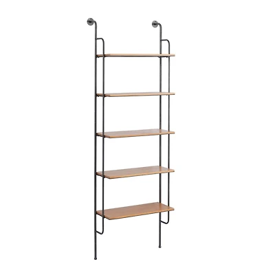 Brown Iron Industrial Wall Shelf, 71" x 23" x 12"