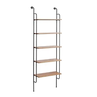 Brown Iron Industrial Wall Shelf, 71" x 23" x 12"