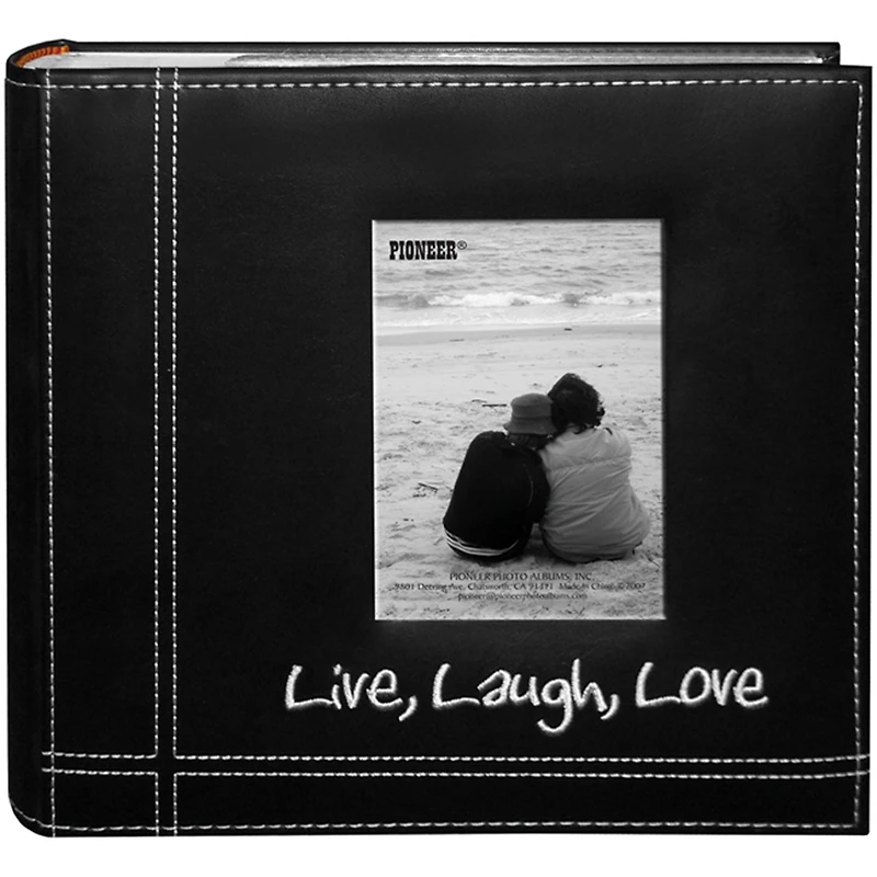 Pioneer® Live, Laugh & Love Embroidered Stitched Leatherette Album, 9" x 9"