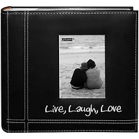Pioneer® Live, Laugh & Love Embroidered Stitched Leatherette Album, 9" x 9"