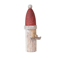 Hello Honey® 16" Red, White & Natural Hand-Carved Mango Wood Santa Accent