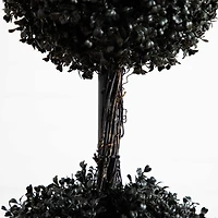 5ft. UV Resistant Artificial Halloween Black Triple Ball Boxwood Topiary (Indoor/Outdoor)