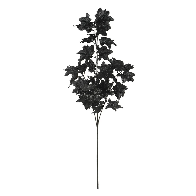 32" Black Glitter Maple Leaves Stem by Ashland®