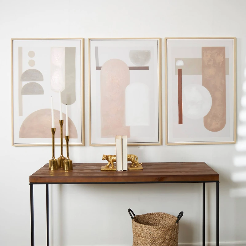 The Novogratz Pink Mid-Century Modern Abstract Framed Wall Art Set