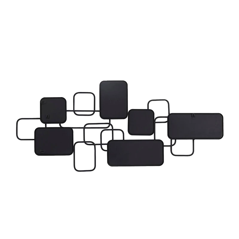 Black Metal Contemporary Abstract Wall Mirror, 46" x 0" x 21"