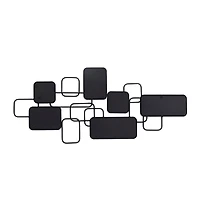 Black Metal Contemporary Abstract Wall Mirror, 46" x 0" x 21"