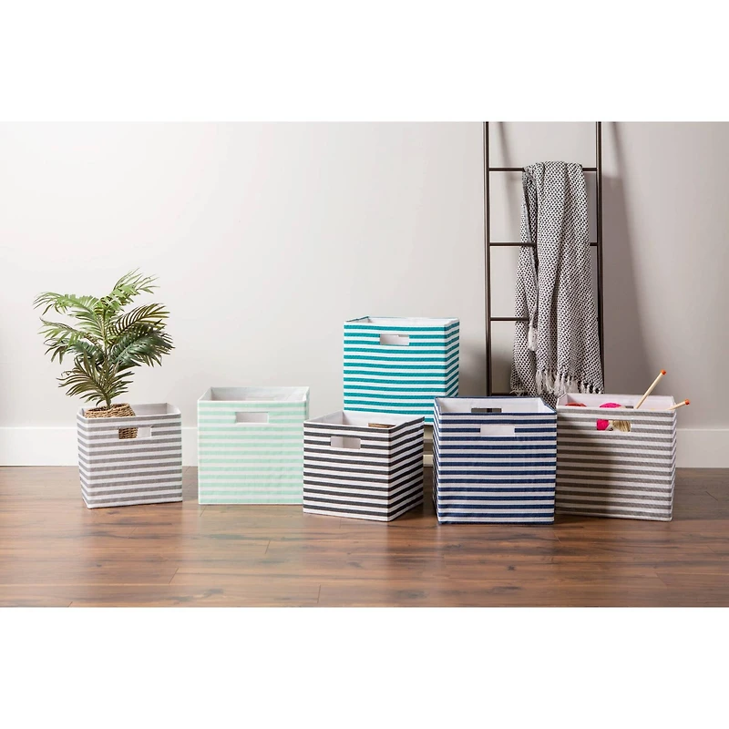 DII® 13" Black Pinstripe Storage Cube