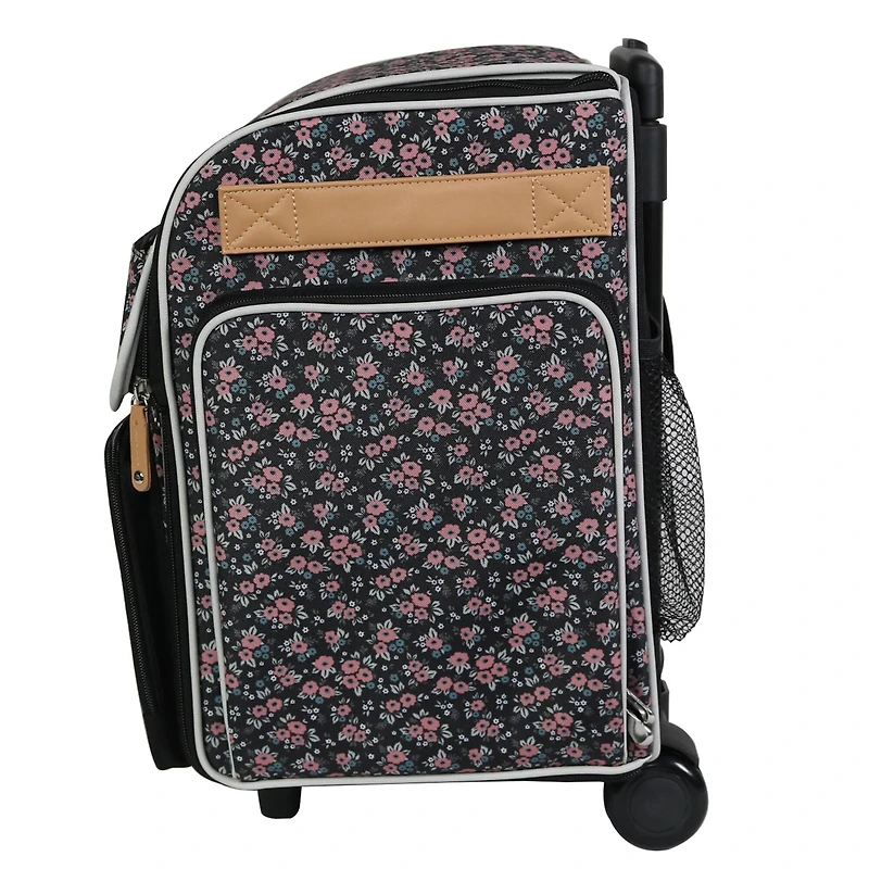 Everything Mary Floral Deluxe Collapsible Rolling Craft Bag