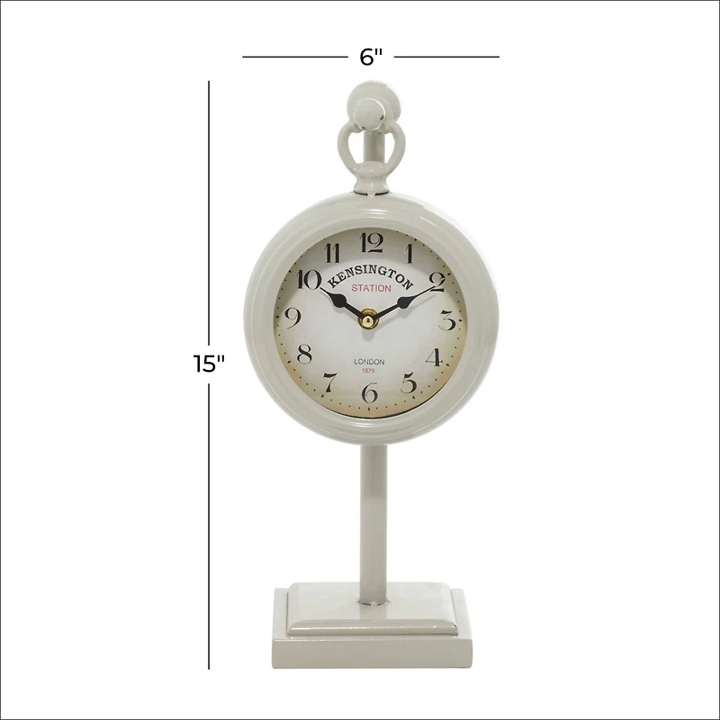 15" White Metal Hanging Clock