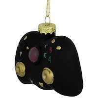 Game Controller Glass Christmas Hanging Ornament - 4" - Black