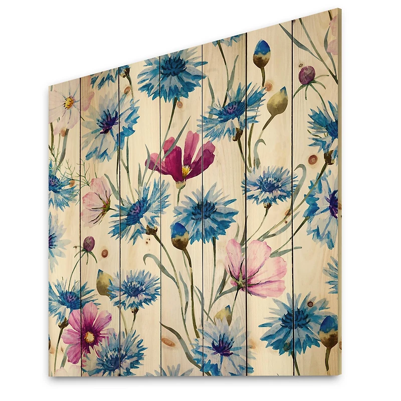 Designart - Blue and Pink Wild Cornflowers