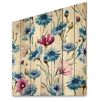 Designart - Blue and Pink Wild Cornflowers