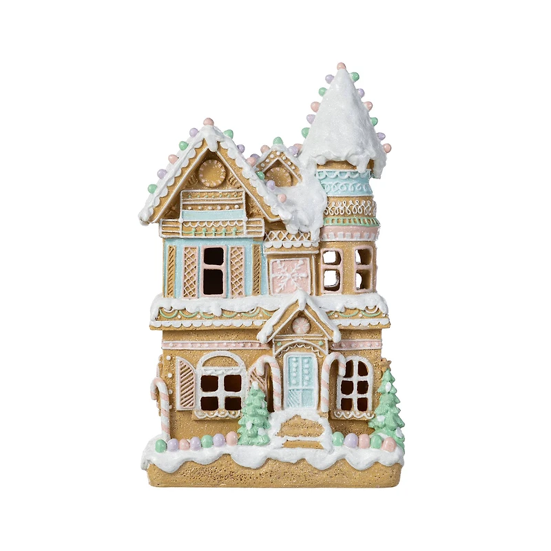 Glitzhome® 11.75" Christmas Macaron Resin Village Table Decor