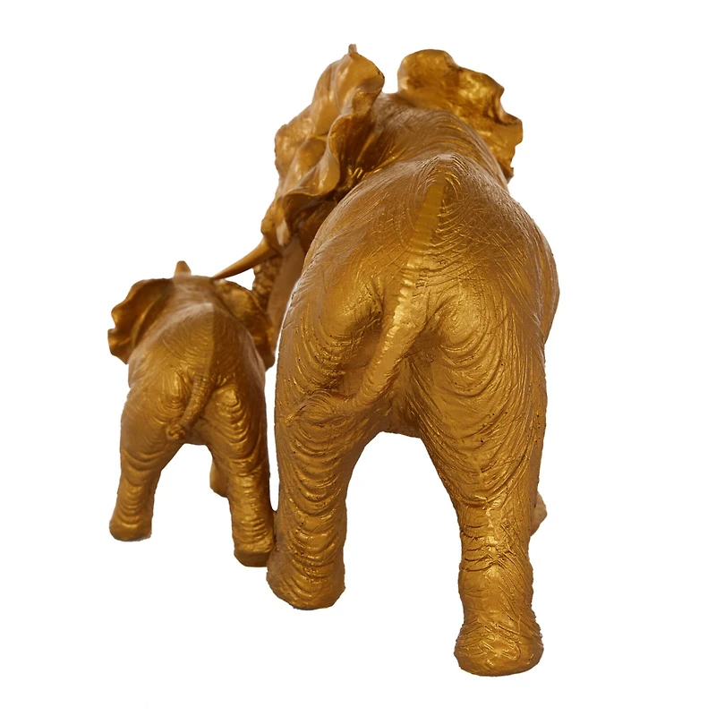 10" Gold Eclectic Elephant Sculpture