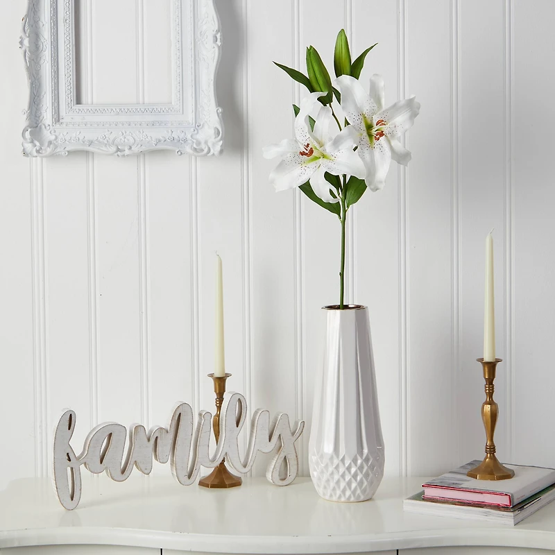 White Ruburn Lily Artificial Flower Stem, 2ct.