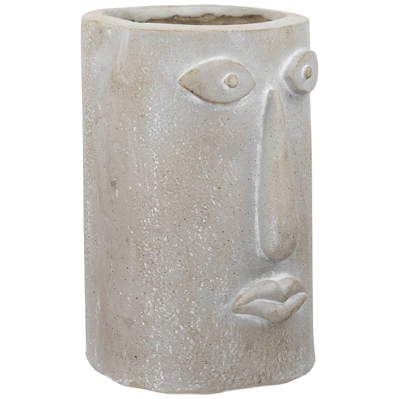 12.25" Abstract Face Ceramic Outdoor Garden Planter