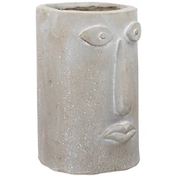 12.25" Abstract Face Ceramic Outdoor Garden Planter