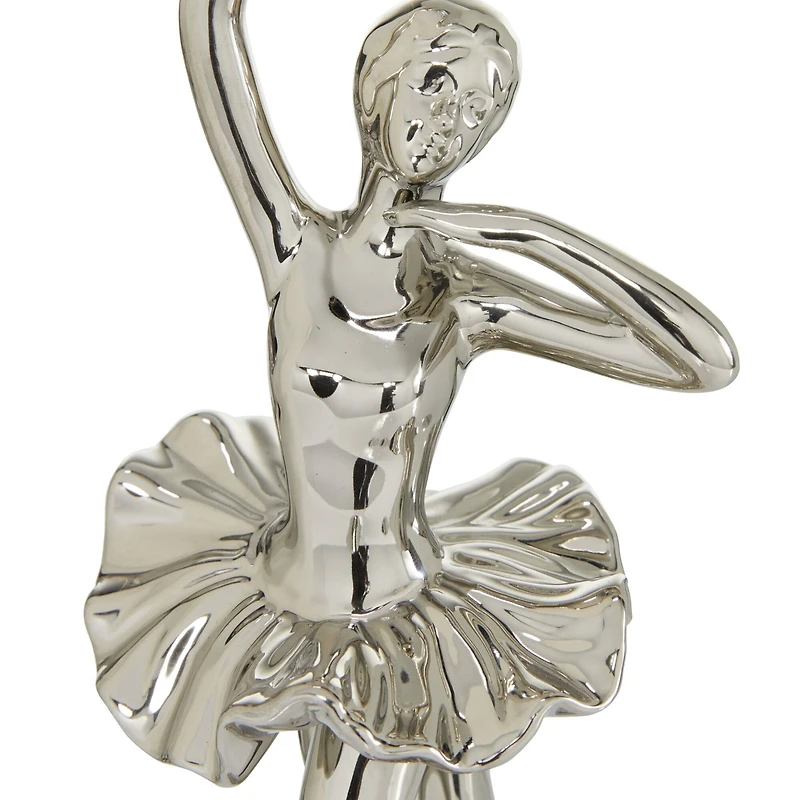 The Novogratz Set of 2 Silver Porcelain Glam Dancer Sculpture, 4" x 11"