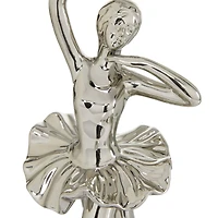 The Novogratz Set of 2 Silver Porcelain Glam Dancer Sculpture, 4" x 11"