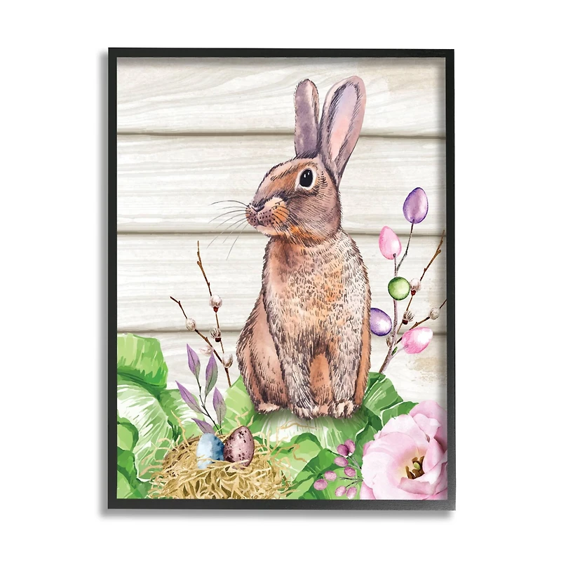 Stupell Industries Spring Flower Garden Country Rabbit Framed Giclee Art